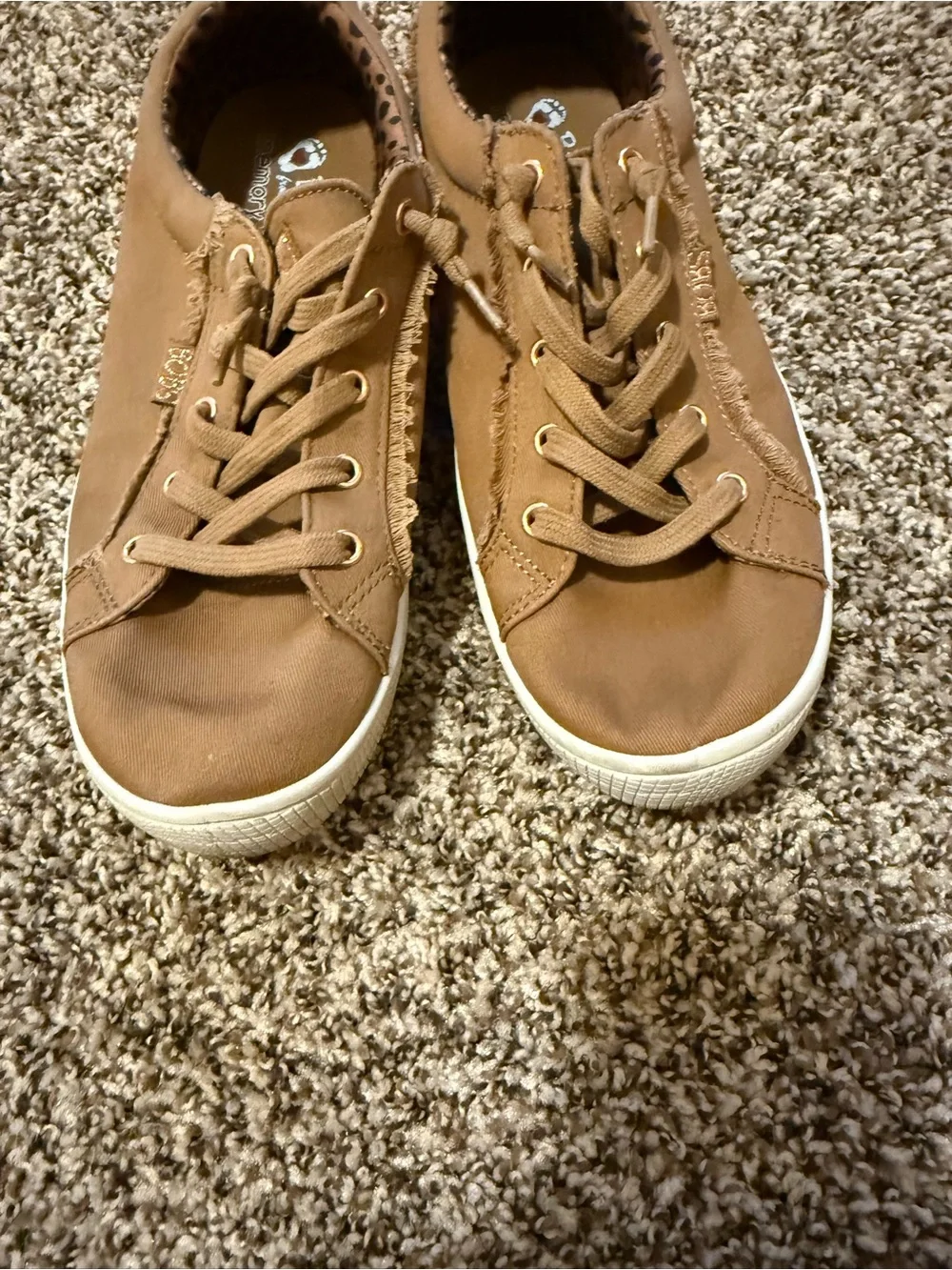 BOBS from Skechers Tan Canvas Lace-Up Sneakers
